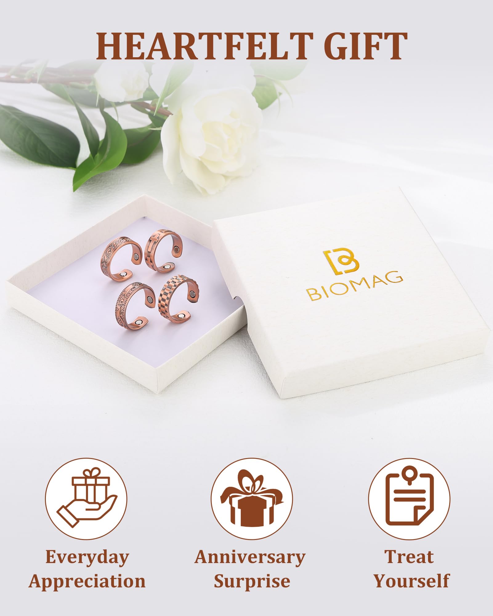 BioMag conjunto de dos anillos mostrando variedad de diseños coordinados