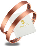 BioMag pulsera cobre frontal vista del brazalete con acabado pulido y diseño minimalista