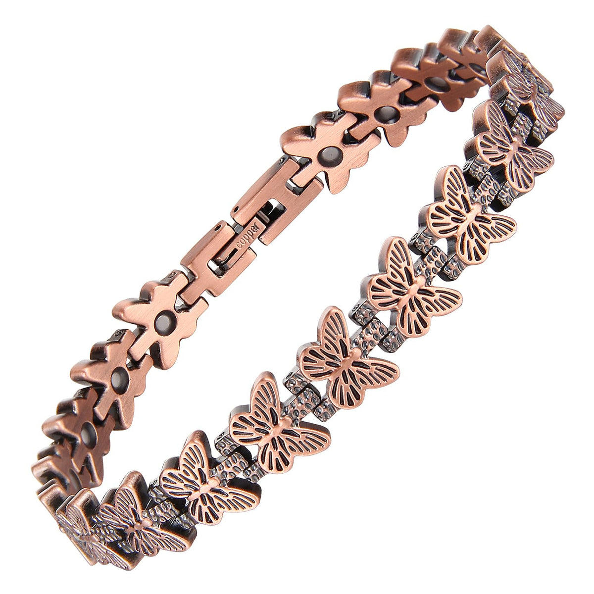 BioMag pulsera frente con mariposa, elegante y pulida