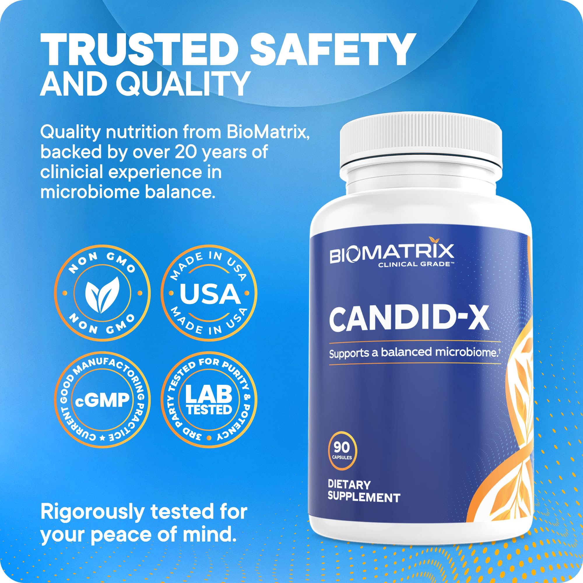 BioMatrix frasco Candid-X en encimera mostrando uso cotidiano