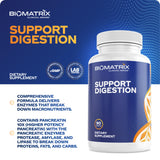 BioMatrix suplemento en uso junto a plato de alimentos para mejor digestión