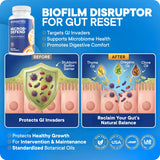 BioMatrix softgels Microb-Defend en mano, tamaño práctico y fácil ingestión