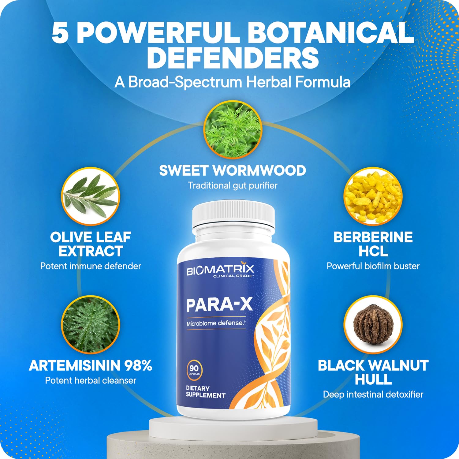 BioMatrix Para-X cápsula vegetal en primer plano, fácil de tragar