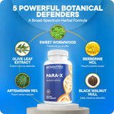 BioMatrix Para-X cápsula vegetal en primer plano, fácil de tragar
