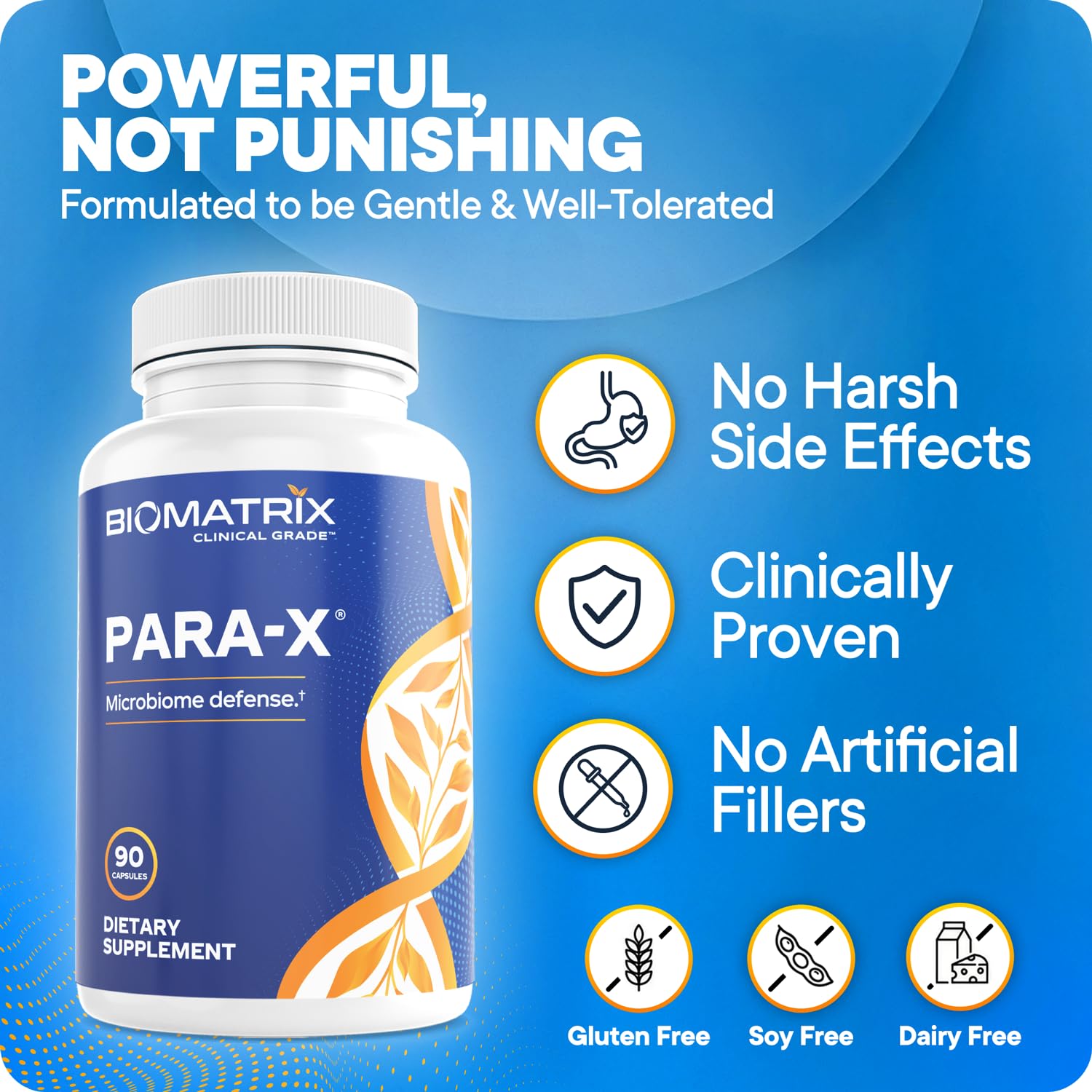 BioMatrix Para-X etiqueta nutricional legible, transparencia de ingredientes