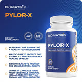 BioMatrix cápsulas Pylor-X apiladas ilustrando la cantidad y facilidad de toma