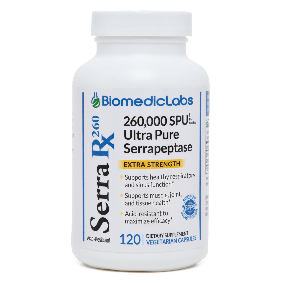 Biomedic Labs RX Serra-RX frontal del envase mostrando etiqueta y beneficios clave