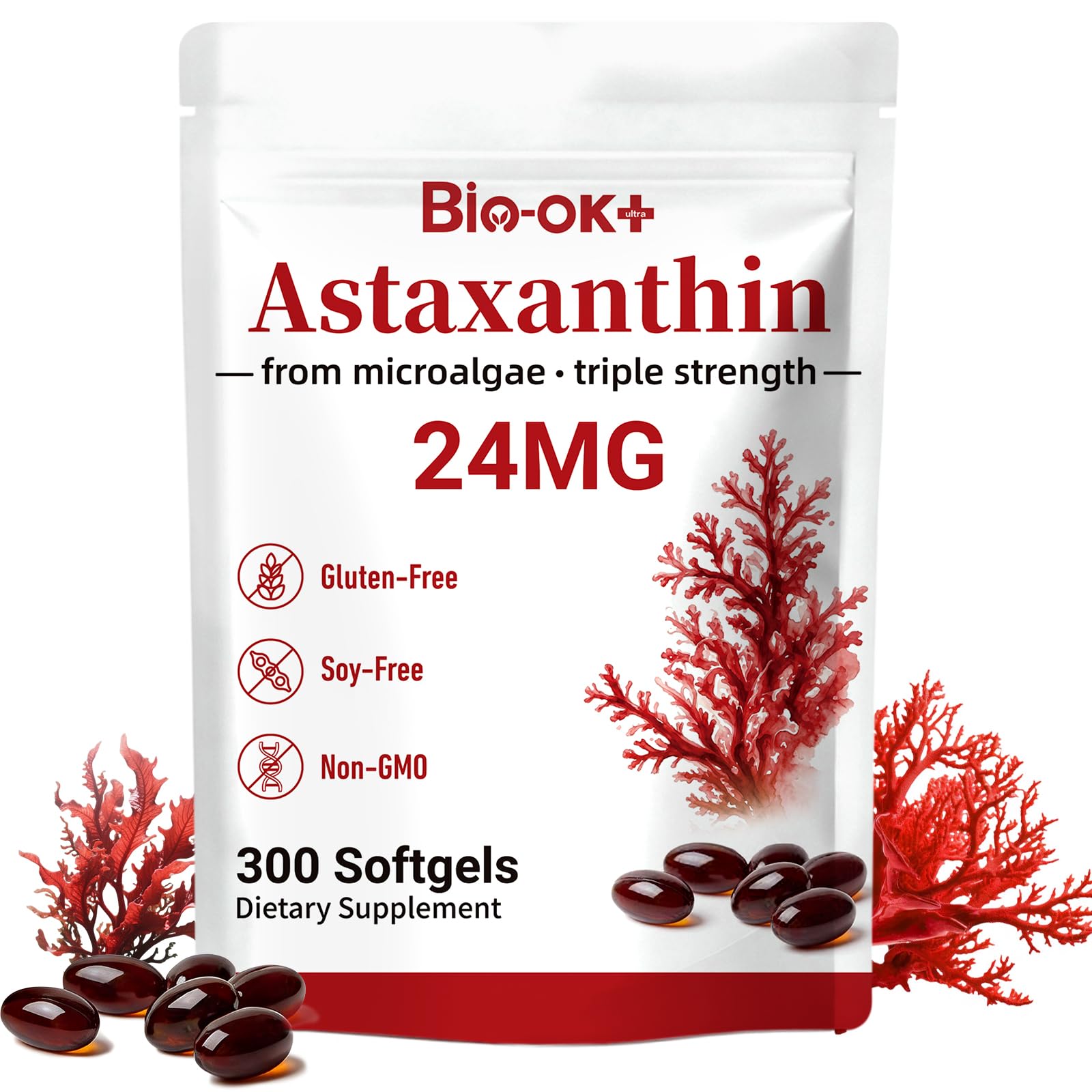 Biookultra frasco principal mostrando 300 softgels y valor de triple potencia