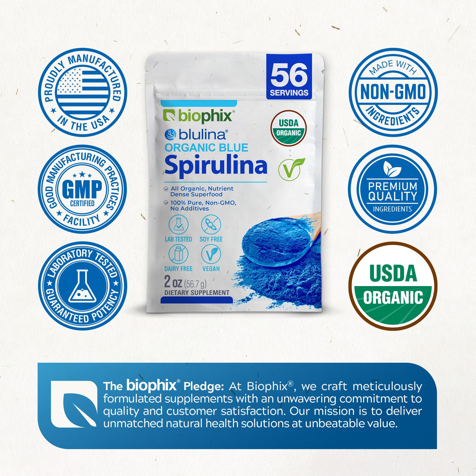 biophix cucharada con porción de polvo para medir 1/2 cucharadita