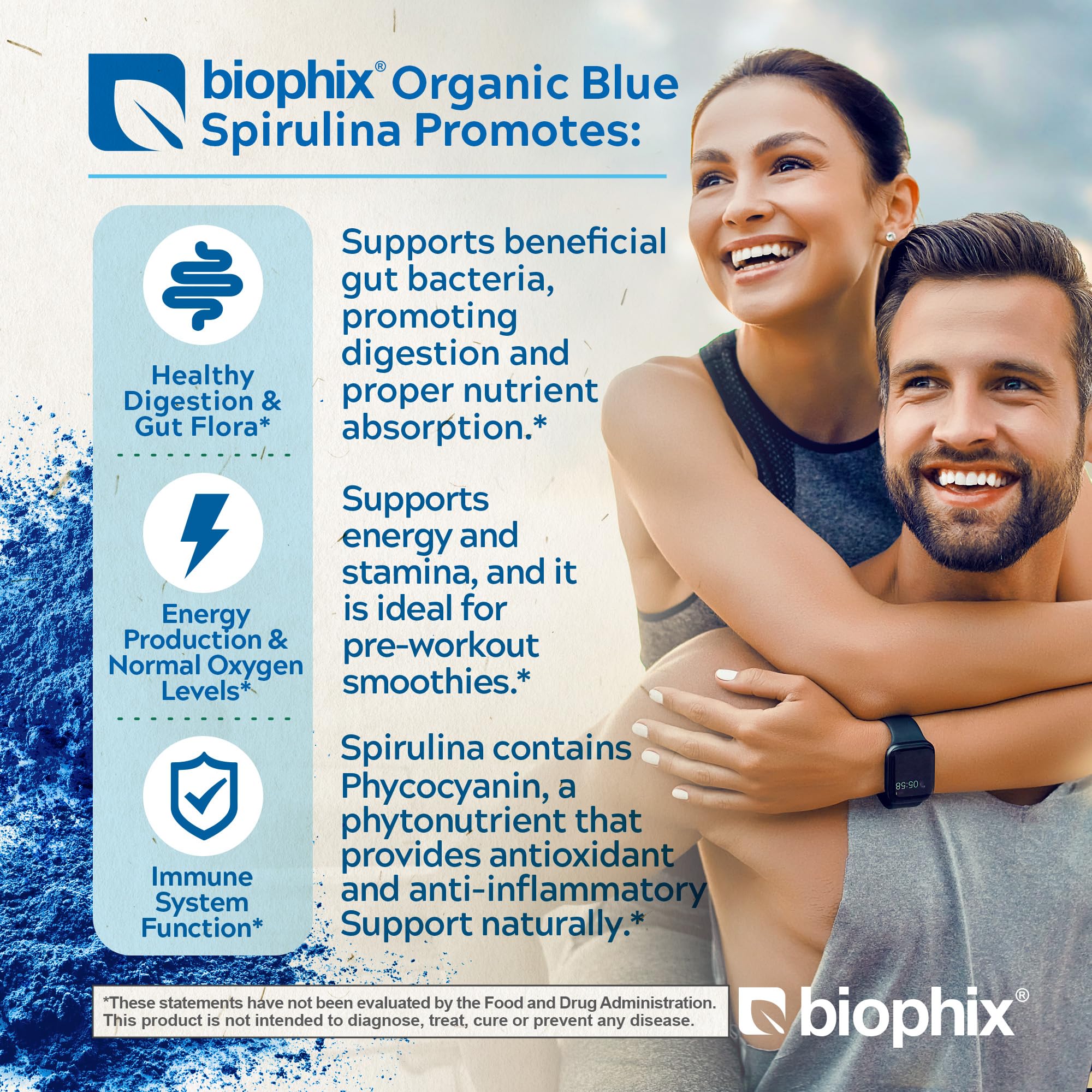biophix polvo mezclado en batido vibrante, añade color y nutrientes