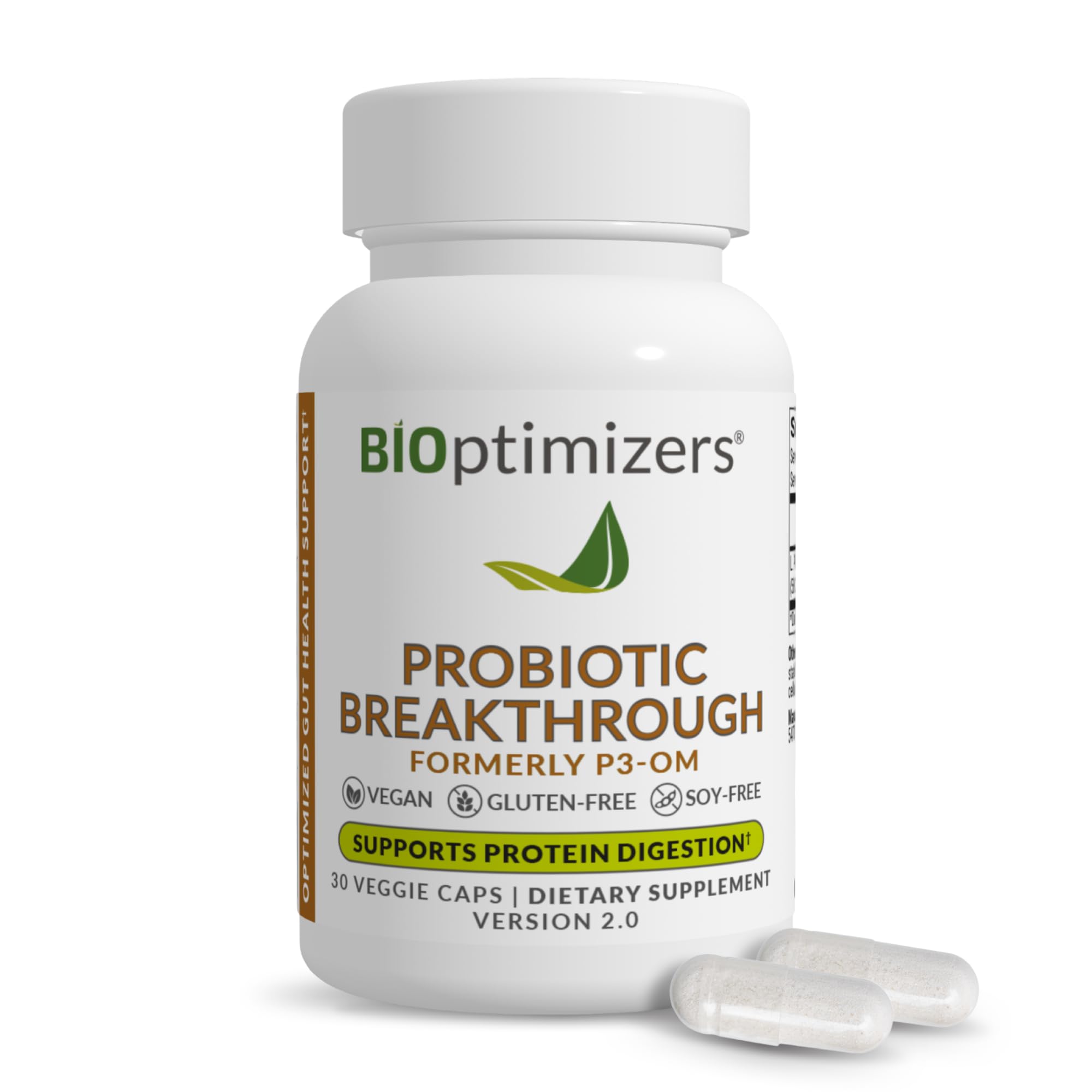 BIOptimizers vista frontal del envase mostrando la fórmula vegana y beneficios digestivos