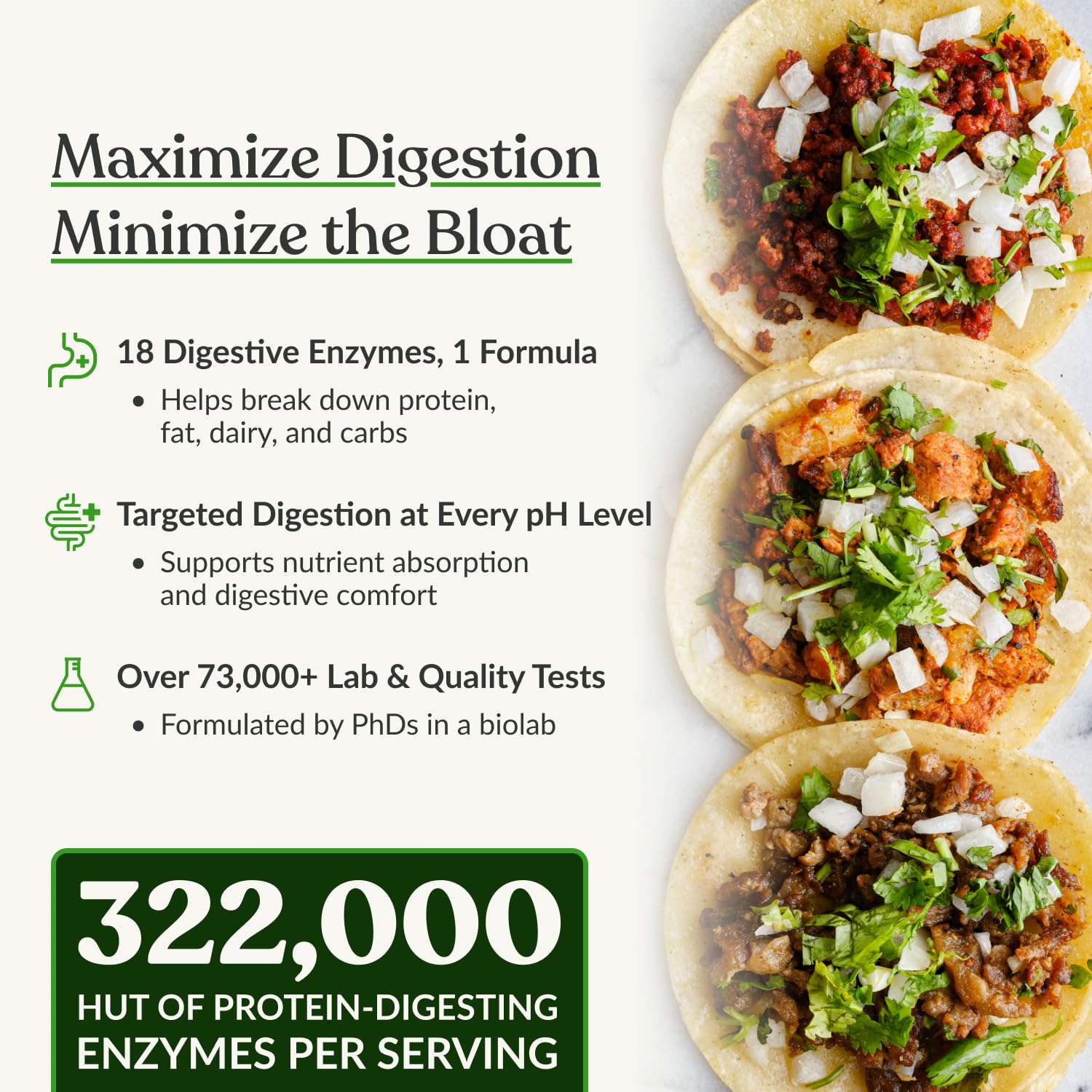 BiOptimizers MassZymes polvo y cápsula indicando mezcla de enzimas y eficacia