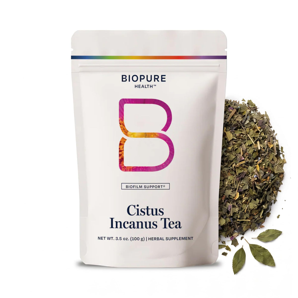 BioPure envase frontal mostrando té Cistus y beneficio de pureza