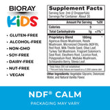 BIORAY Kids NDF Calm gota de líquido en cuchara resaltando textura suave y sabor vainilla
