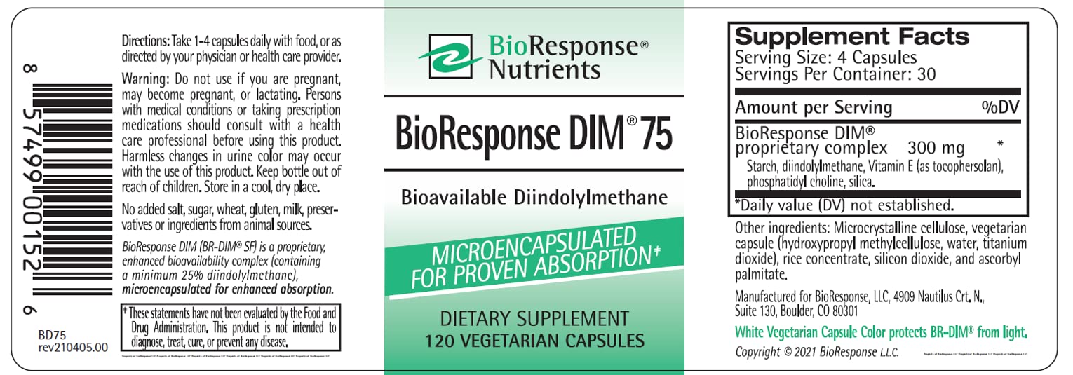 BioResponse DIM cápsula en primer plano explica la formulación microencapsulada y biodisponibilidad