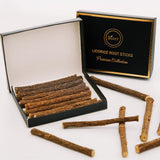 BIORR caja frontal elegante mostrando 10 palos de regaliz, ideal para regalo
