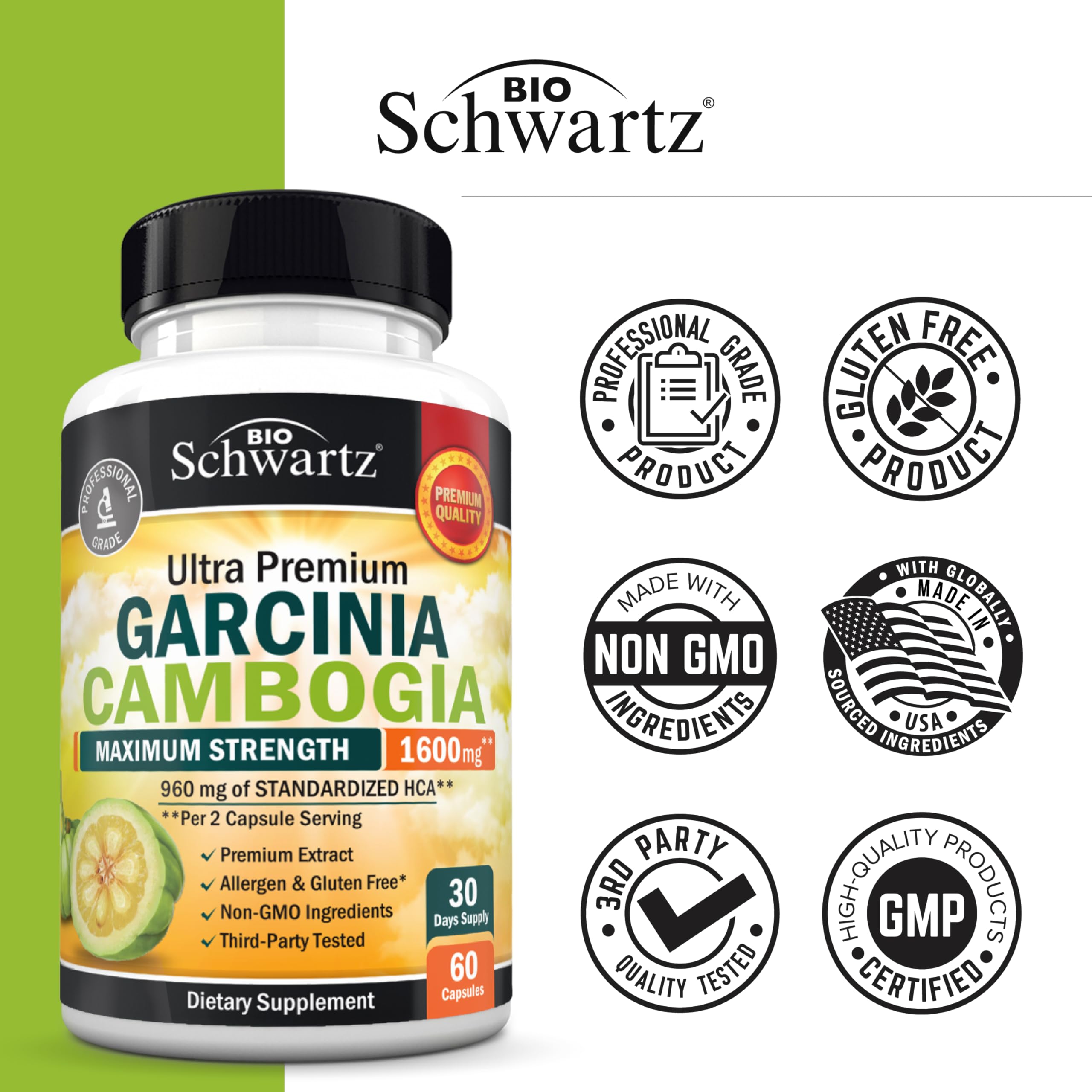 BioSchwartz botella abierta con cápsulas para facilitar la dosificación