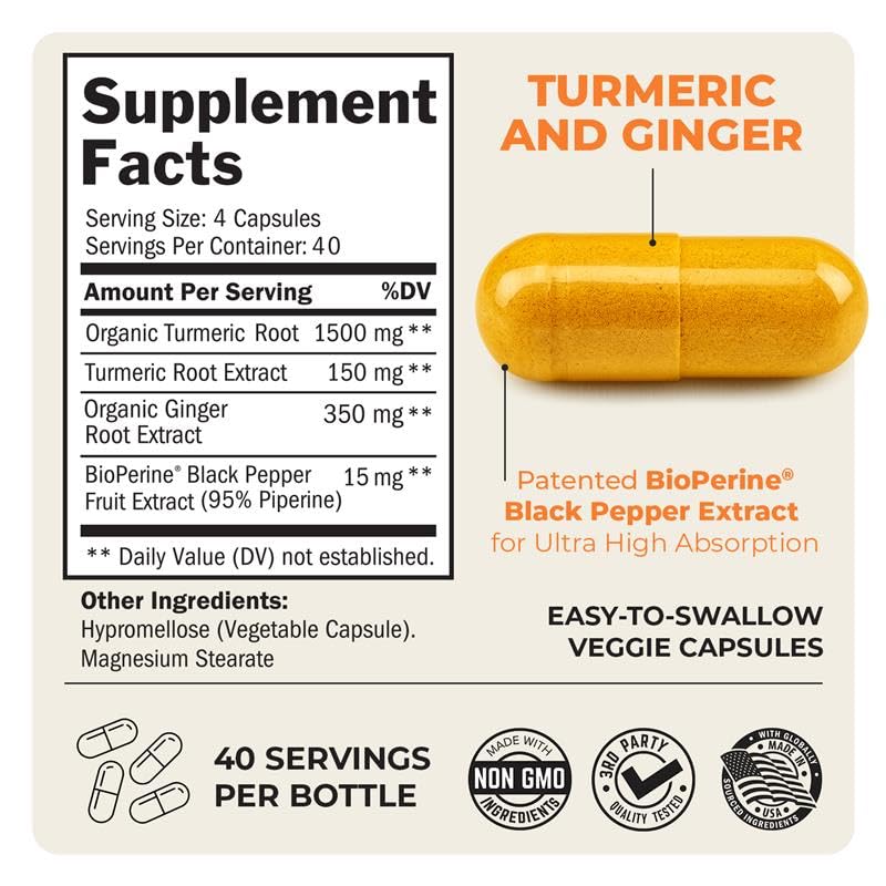 BioSchwartz primer plano de ingredientes: cúrcuma jengibre BioPerine