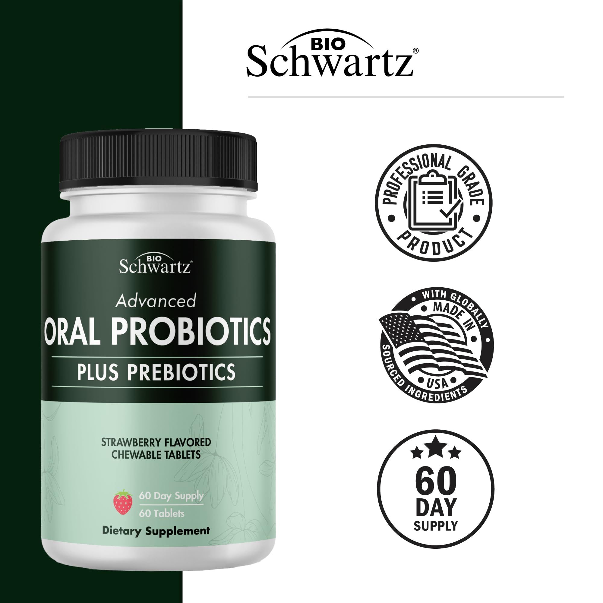 BioSchwartz etiqueta con lista de ingredientes y cepas probióticas