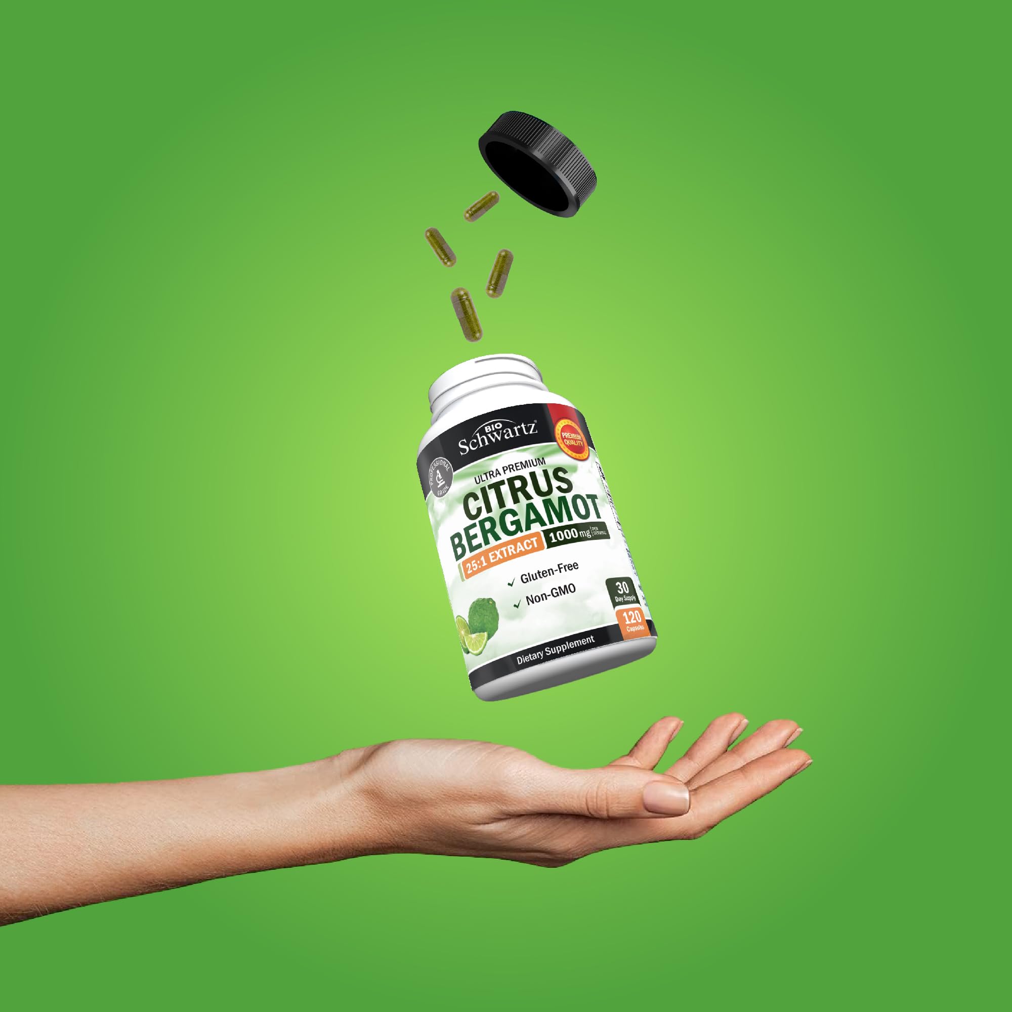 BioSchwartz etiqueta nutricional en primer plano indicando estándar 50% polifenoles