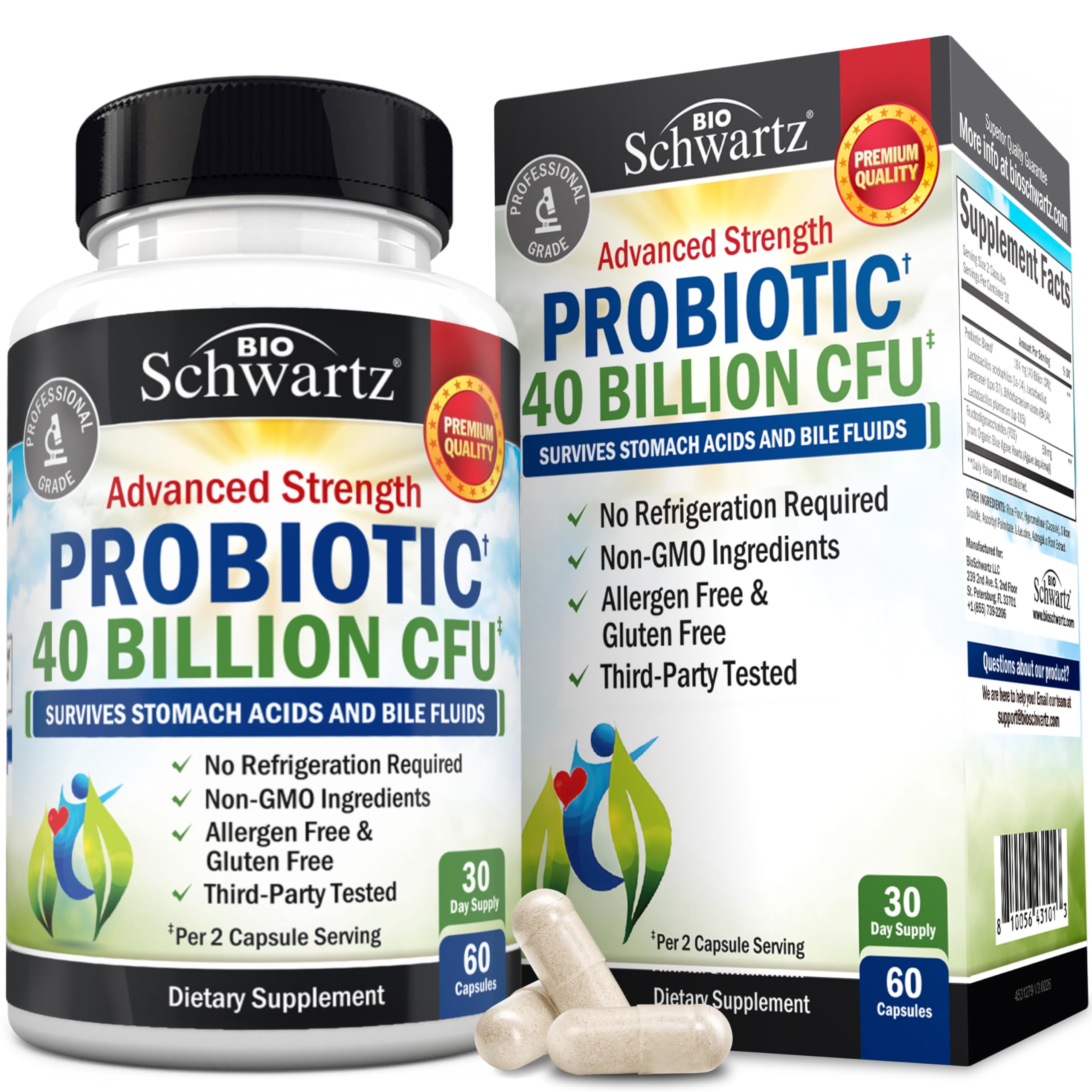 BioSchwartz frasco frente mostrando diseño y conveniencia para uso diario