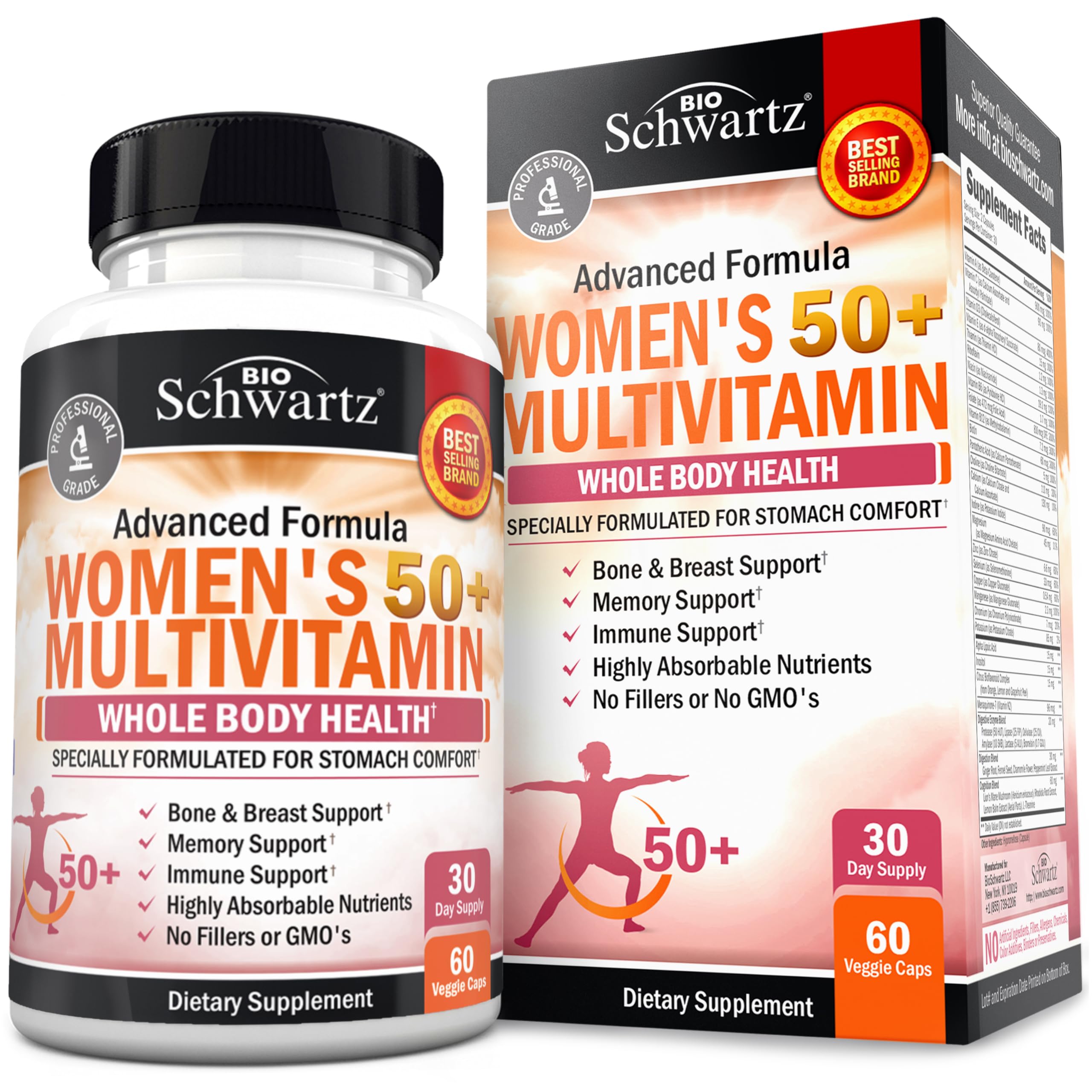 BioSchwartz frente del empaque mostrando diseño y beneficios clave