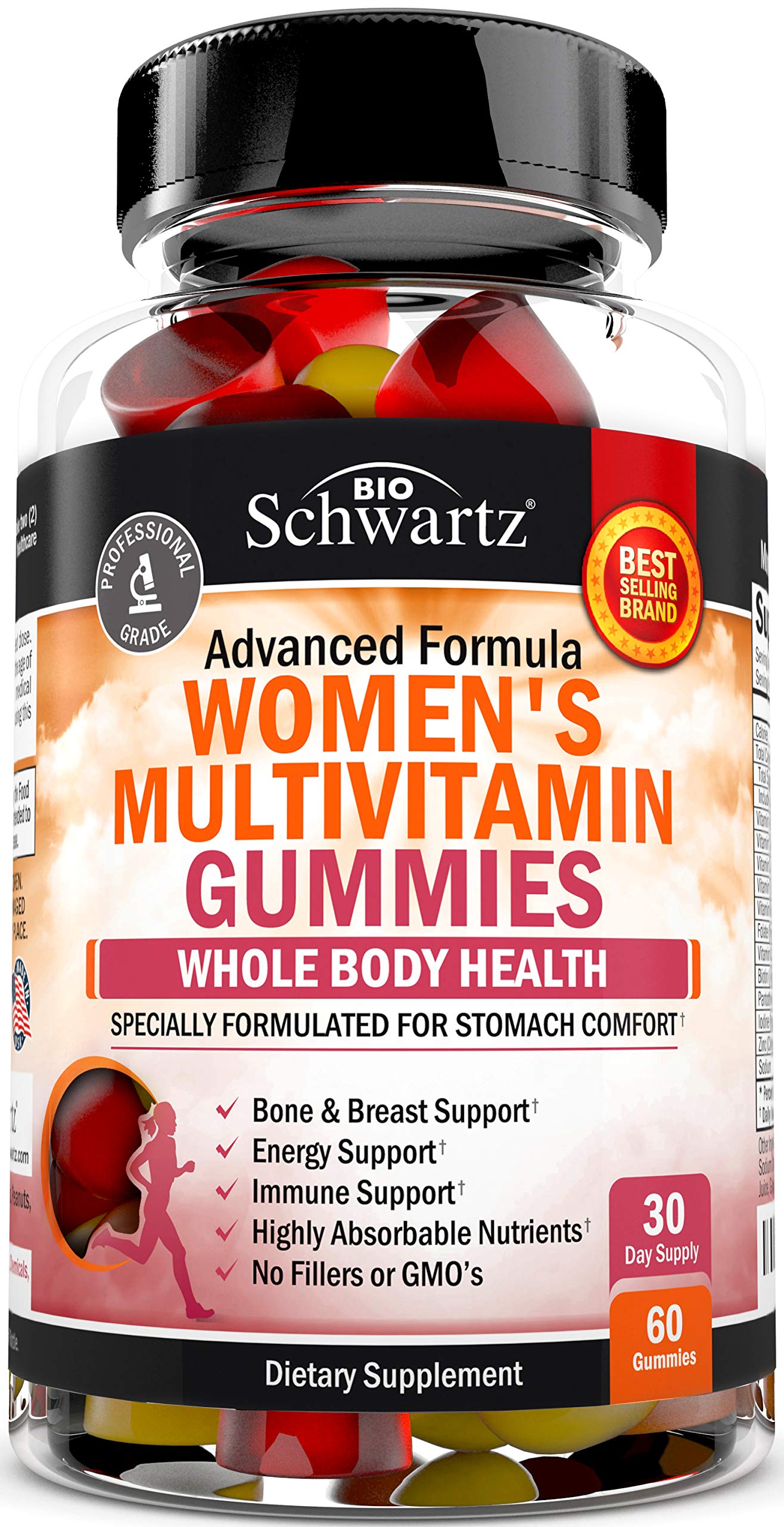 BioSchwartz frente del envase mostrando 60 gomitas y beneficios claros