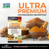 BioSchwartz polvo de cúrcuma en primer plano destacando pureza y concentración