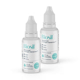 Biosil vista frontal del pack de dos frascos, solución práctica y portátil