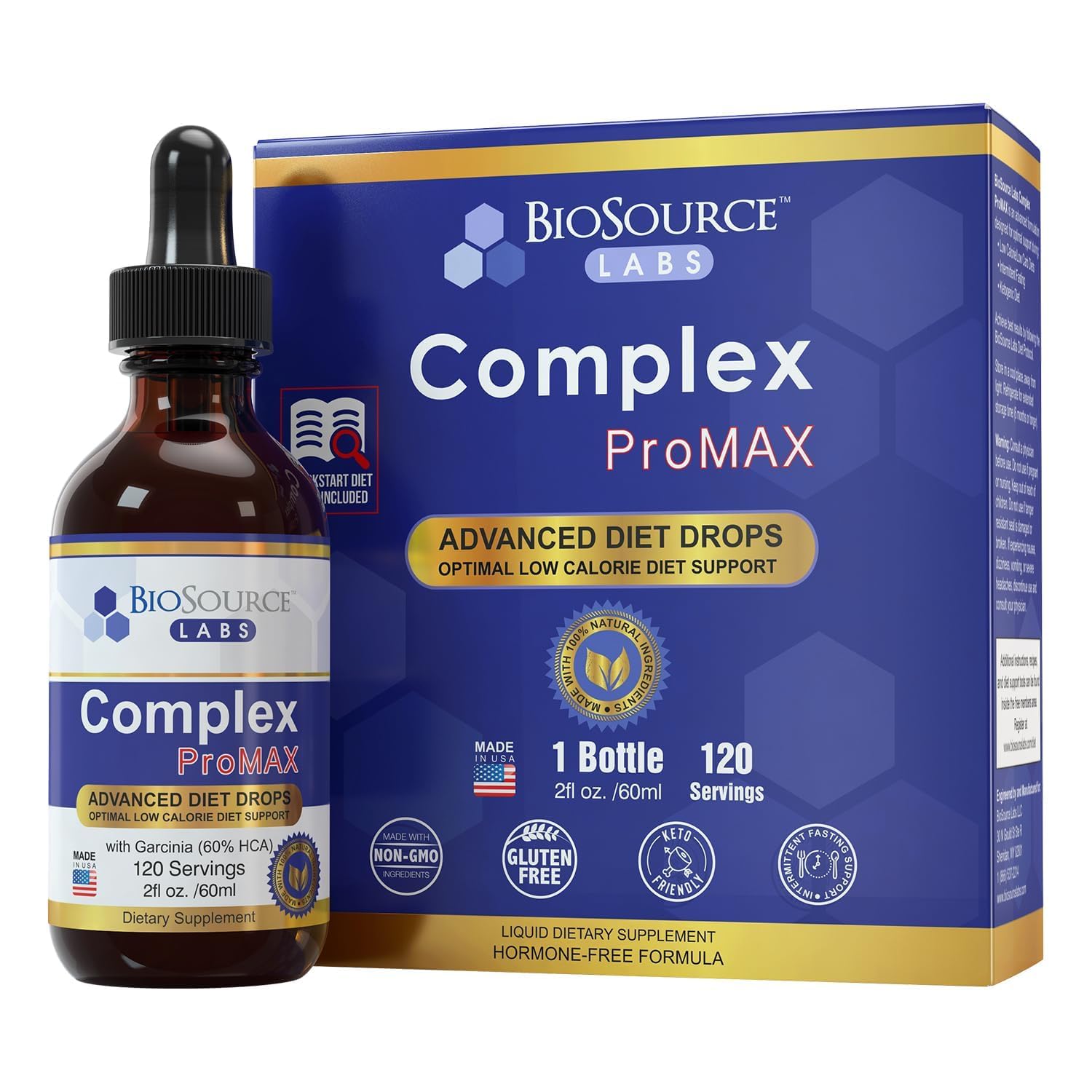BioSource Labs botella frontal 2 oz mostrando diseño y beneficio apoyo en dietas