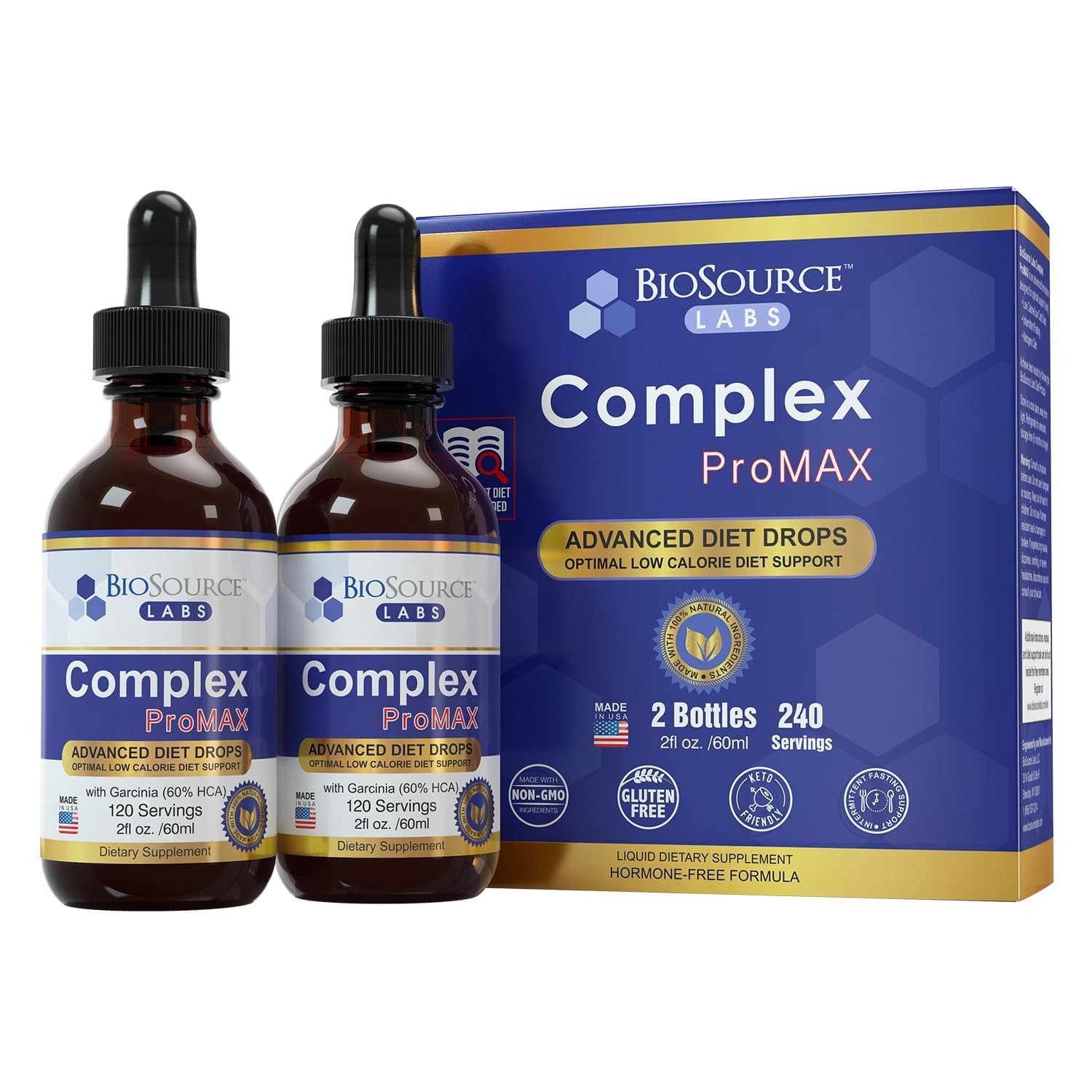 BioSource Labs frasco frontal mostrando diseño y beneficio práctico