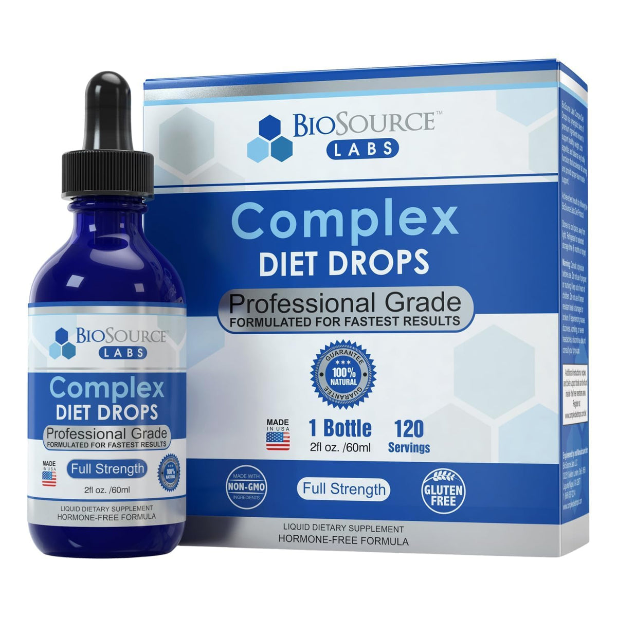 BioSource Labs frente del producto mostrando botella compacta y beneficio de uso práctico