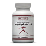 BIOSPEC NUTRITIONALS frasco Mag Glycinate frente mostrando envase y conveniencia
