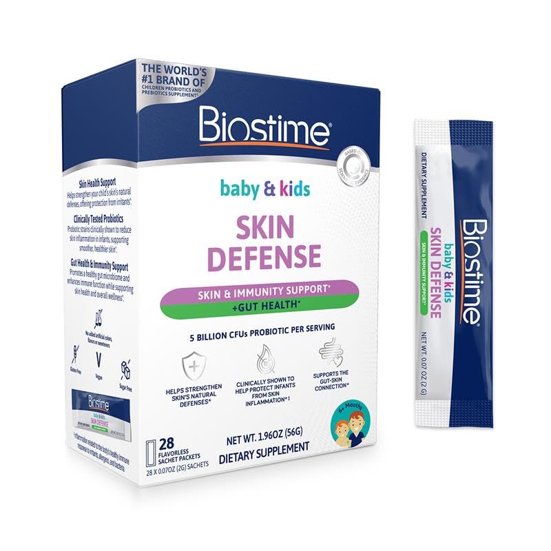 Biostime caja frontal mostrando 28 sobres para comodidad diaria