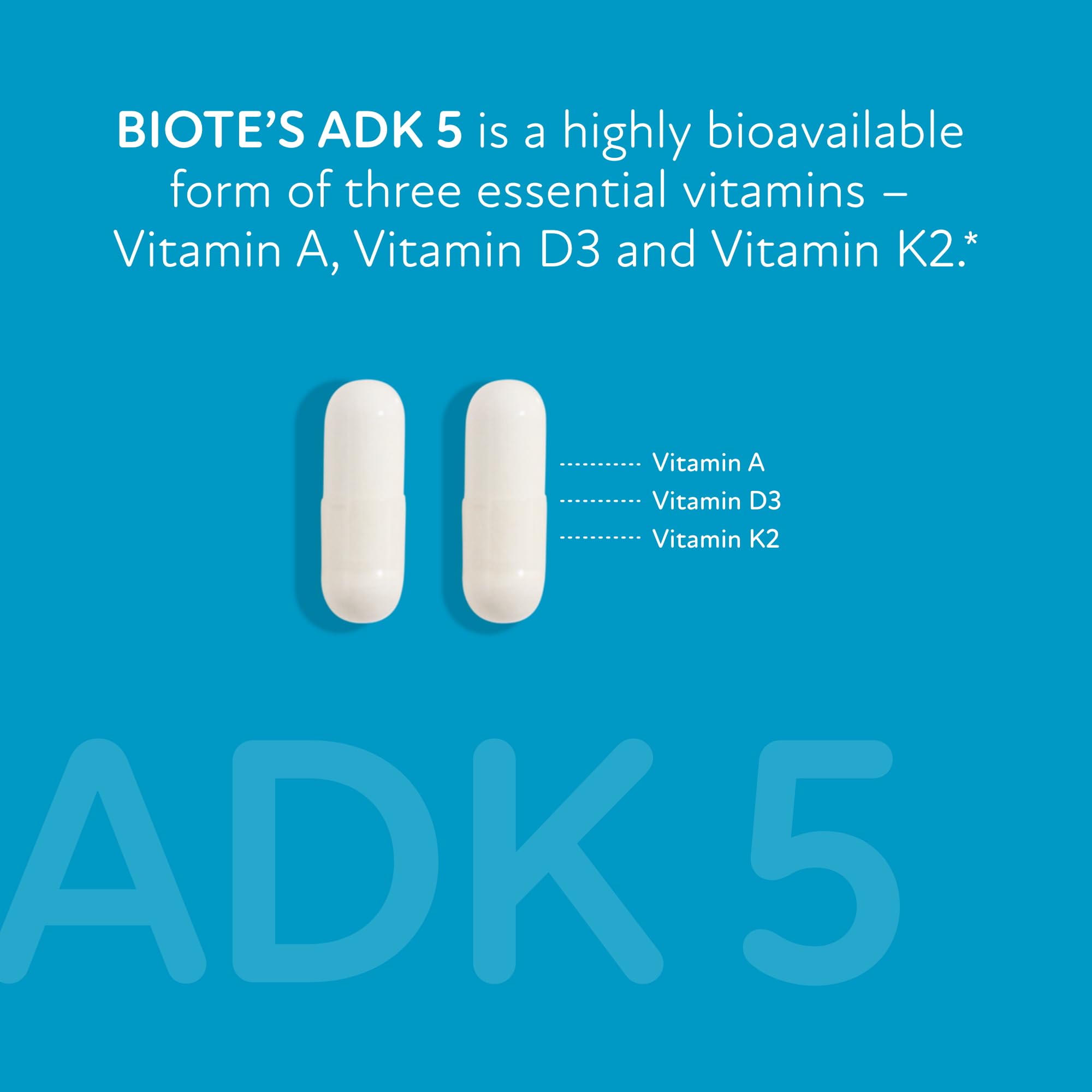 Biote ADK 5 cápsula en primer plano mostrando textura y calidad