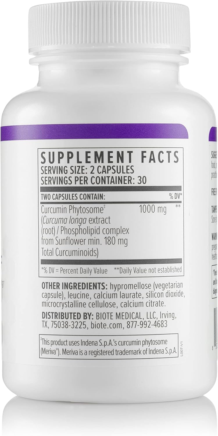 Biote Curcumin SF en mesa con frutas y libro, sugiriendo rutina de bienestar