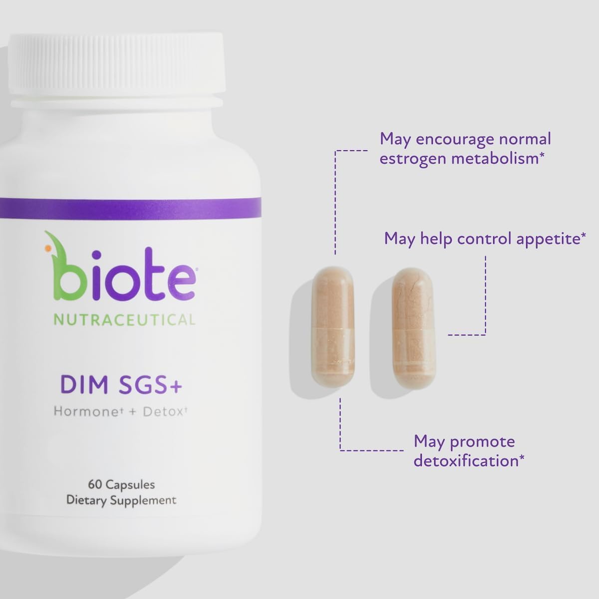 Biote cápsulas en mano para mostrar la escala y dosificación práctica