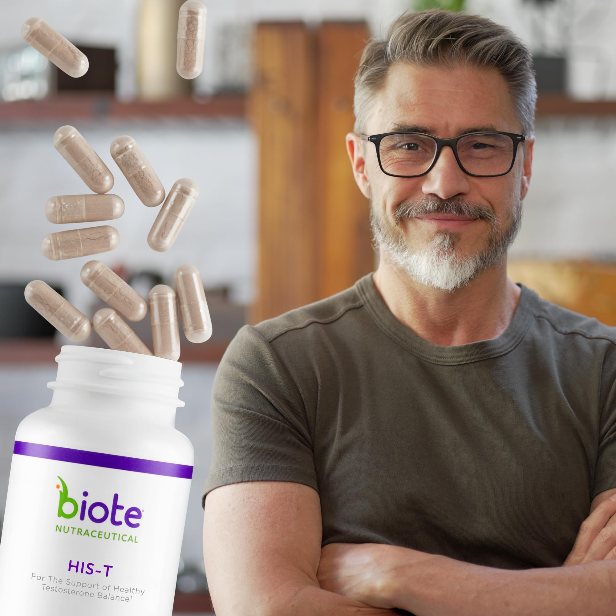 Biote HIS-T ingredientes botánicos secos que sugieren origen natural