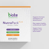 Biote NutraPackPlus cápsulas cerca mostrando textura y calidad del producto