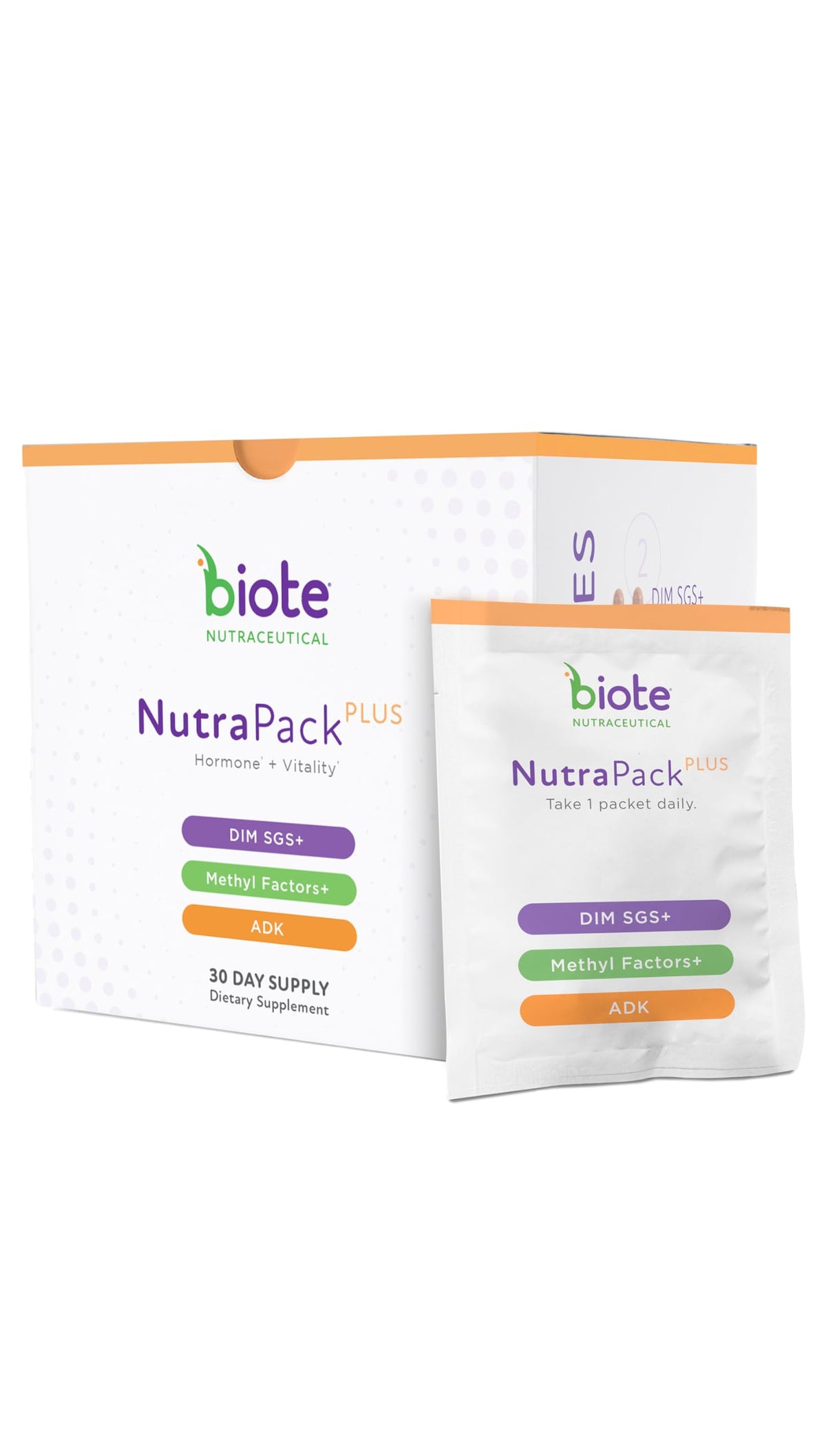 Biote NutraPackPlus empaque frontal mostrando la caja y beneficios visibles