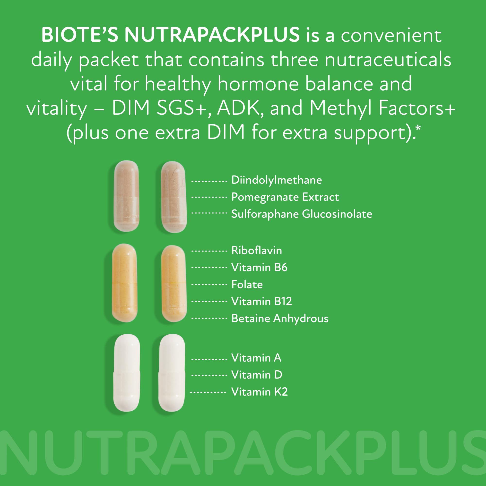 Biote NutraPackPlus sobre individual listo para tomar, comodidad diaria