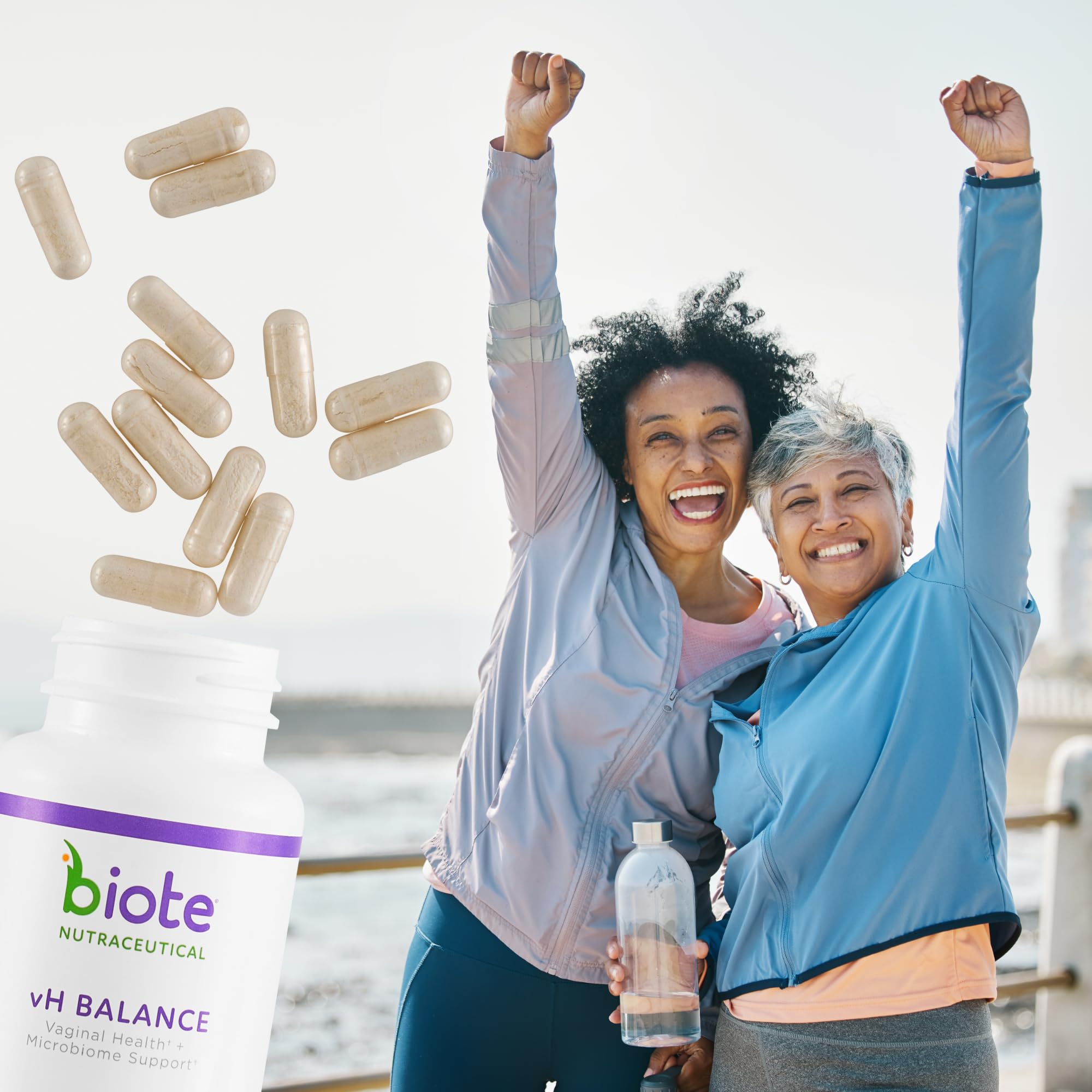 Etiqueta nutricional de Biote vH Balance con información clara de ingredientes y dosificación