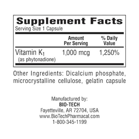 BioTechUSA cápsula K1-1000 primer plano mostrando textura y pureza