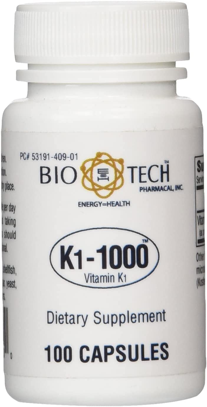 BioTechUSA envase frontal K1-1000 mostrando dosis y 100 cápsulas