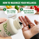 Biotek Bio35 caja abierta con softgels para almacenamiento práctico