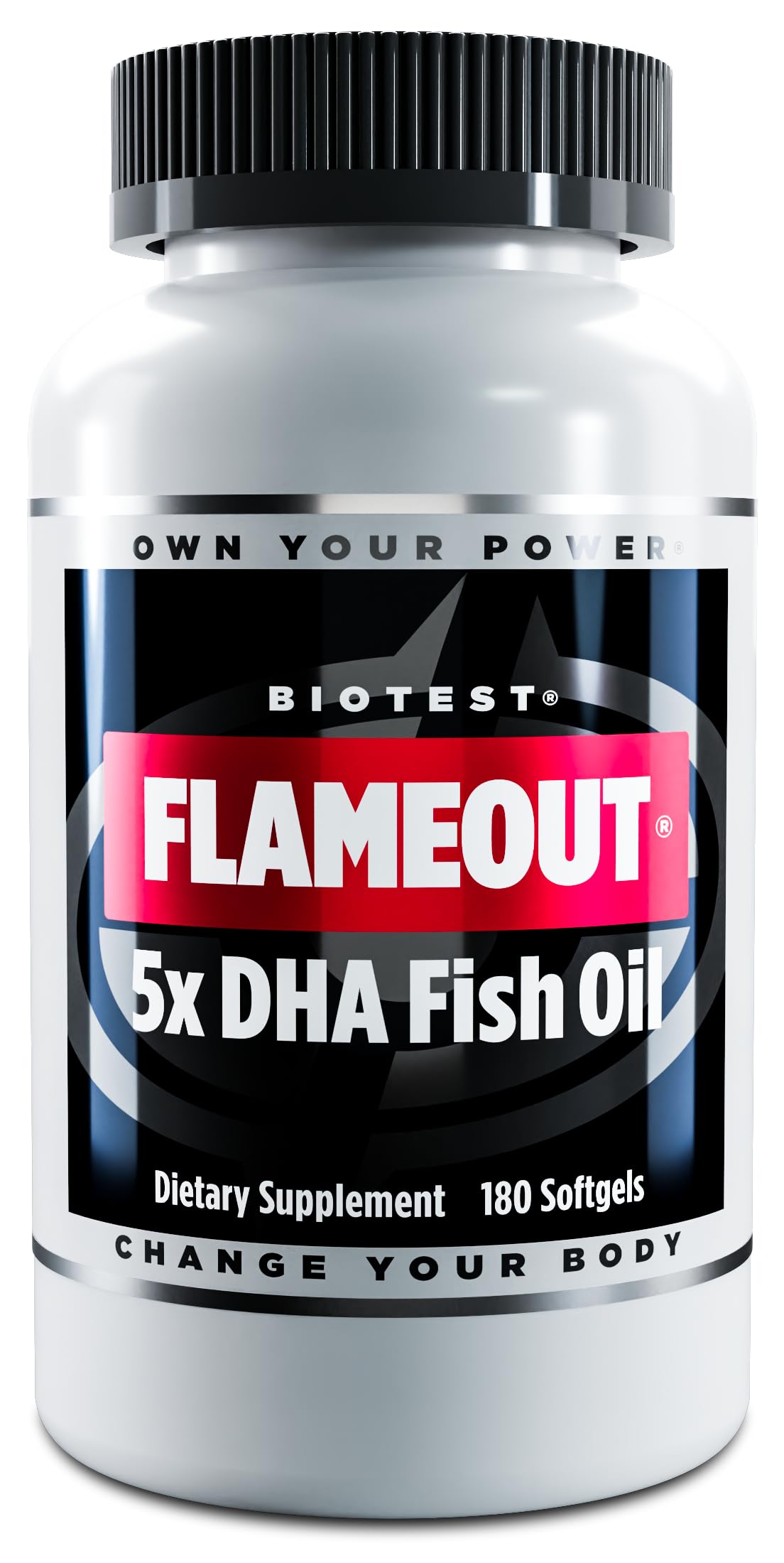 Biotest envase Flameout 5X vista frontal mostrando la marca y potencia