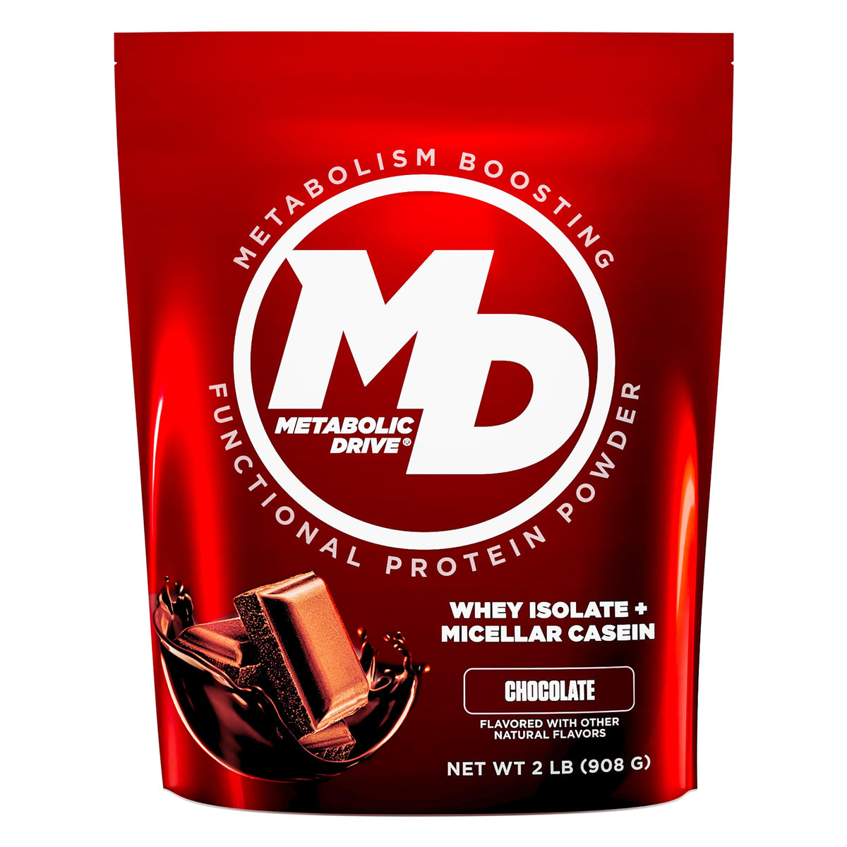 Biotest Metabolic Drive frente del envase mostrando diseño y sabor Chocolate, fácil identificación