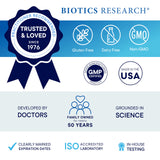 BIOTICS RESEARCH certificaciones GMP ISO en etiqueta, garantía de calidad