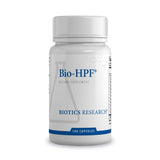 BIOTICS RESEARCH frasco frontal mostrando Bio-HPF y beneficio de apoyo gástrico