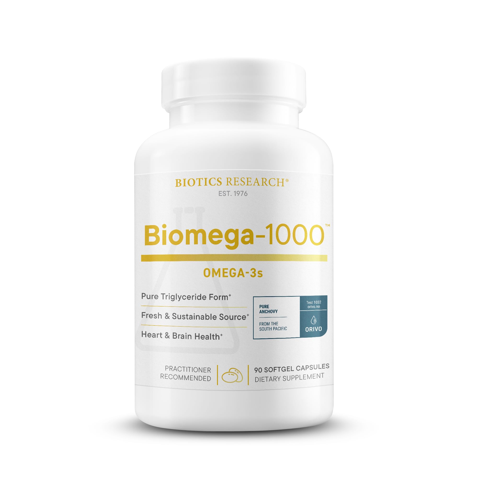 BIOTICS RESEARCH frasco frontal mostrando etiqueta clara y dosis